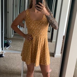 Mustard floral skater dress